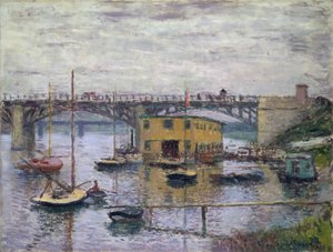 Brug bij Argenteuil op een Grijze Dag door Claude Monet